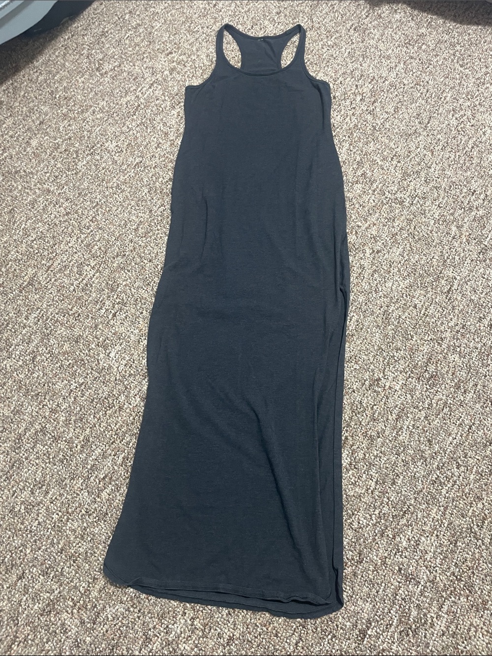 Lululemon charcoal/Black Racerback Maxi dress with side slits